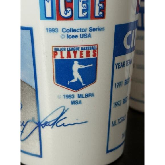 (3) Lot of 1993 MLB BARRY LARKIN Reds Plastic Cups 90s vintage - Picture 3 of 3